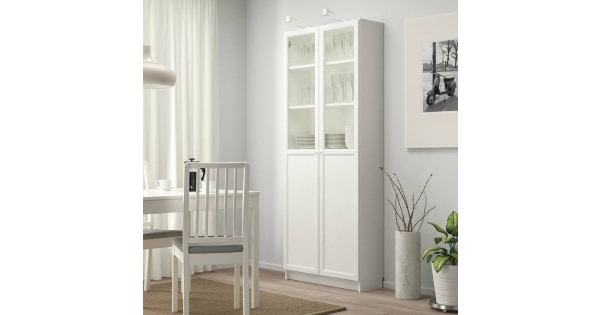 Billy bookcase with cheap glass doors white